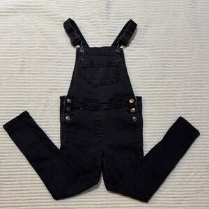 Boden Dark Grey/Black Skinny Denim Overalls Bibs Coveralls 6-7 Y